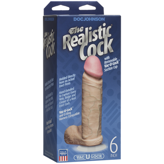 Фалоімітатор Doc Johnson The Realistic Cock 6 inch White - PVC, Vack-U-Lock