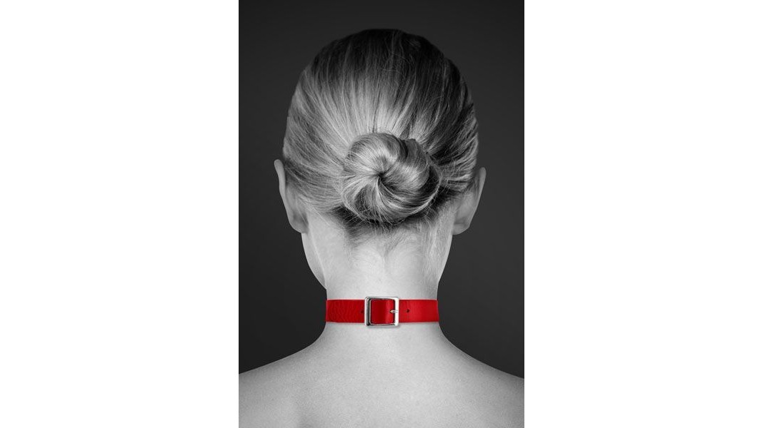 Чокер з кільцем для повідка Bijoux Pour Toi - FETISH, Червоний