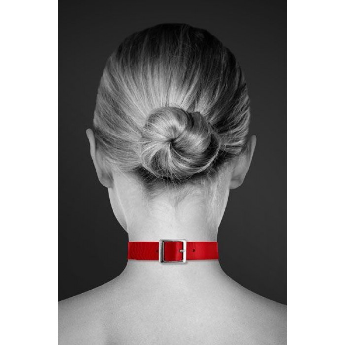 Чокер з кільцем для повідка Bijoux Pour Toi - FETISH, Червоний