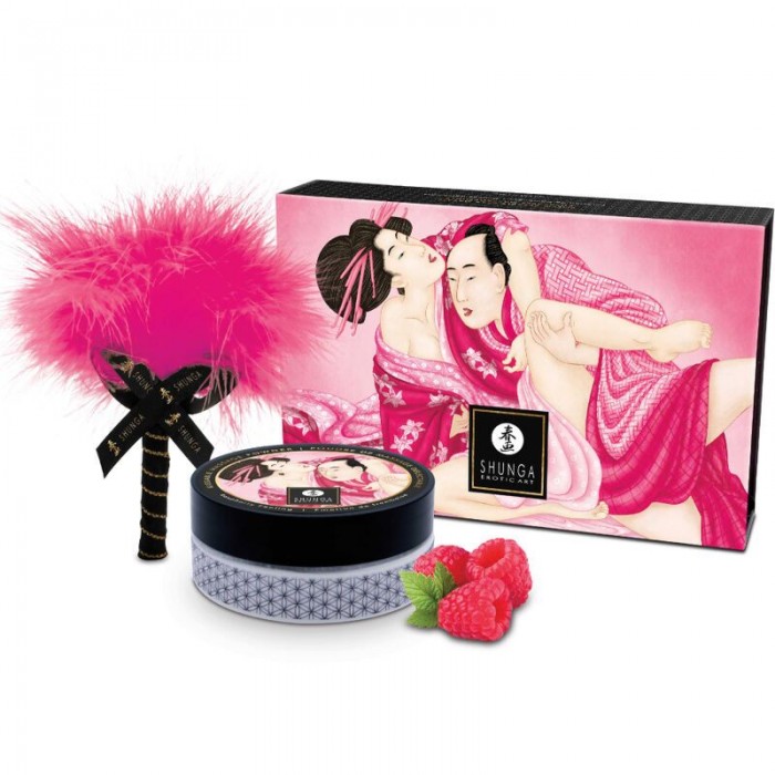 Смачна пудра для оральних ласк Shunga Body Powder - Raspberry feeling (75 гр)
