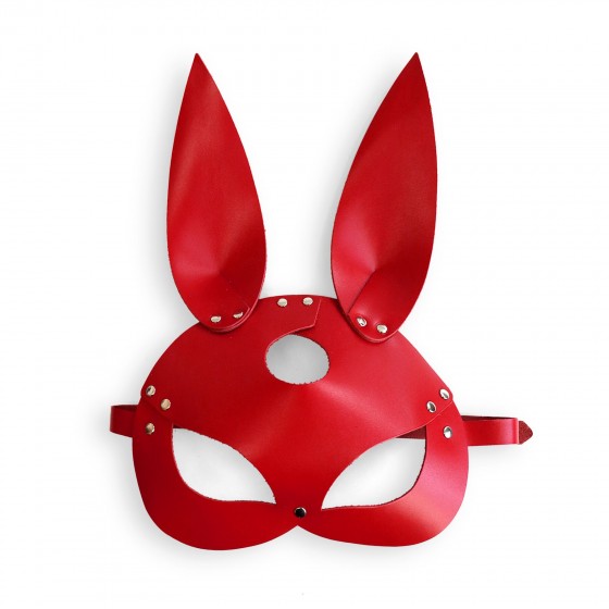 Кожаная маска Зайки Art of Sex - Bunny mask, цвет Красный