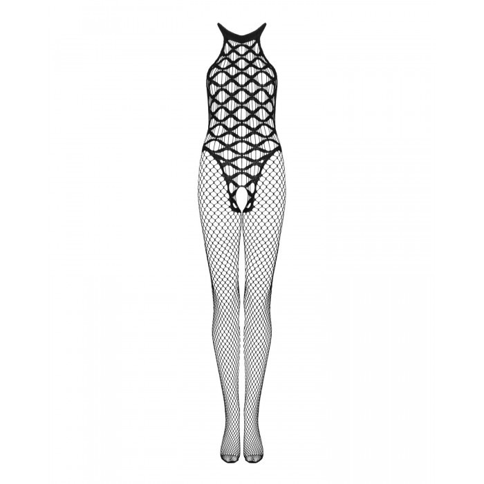 Сітчастий бодістокінг з імітацією боді Obsessive Bodystocking G332, розмір S/M/L, Чорний
