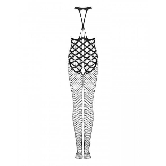Сітчастий бодістокінг з імітацією боді Obsessive Bodystocking G332, розмір S/M/L, Чорний