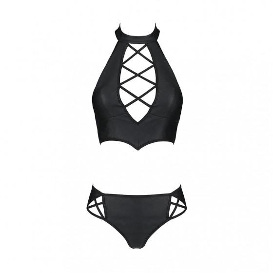 Комплект нижньої білизни з еко-шкіри Nancy Bikini black L / XL-Passion