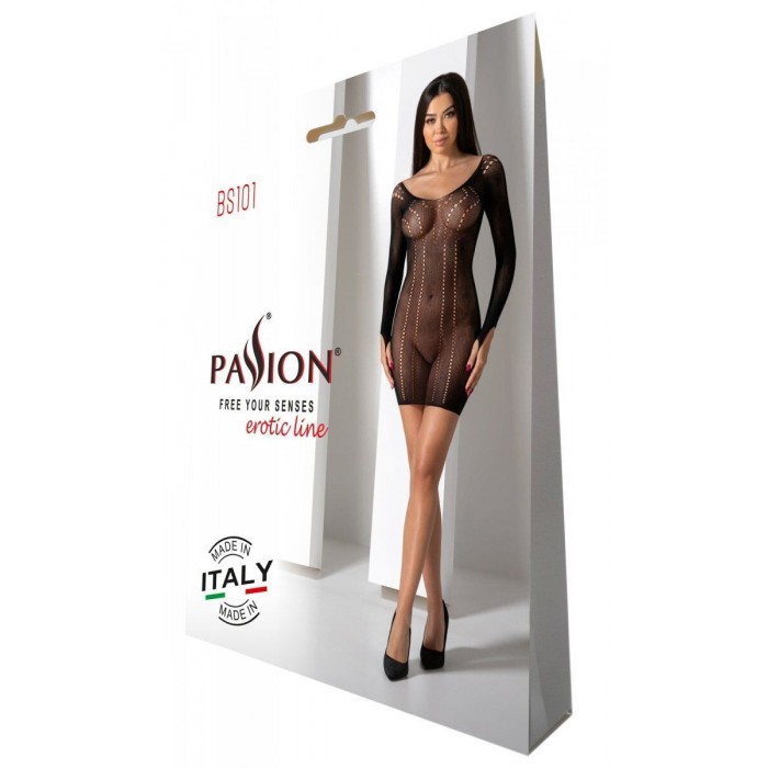 Напівпрозора міні-сукня Passion BS101, розмір One Size, Чорна