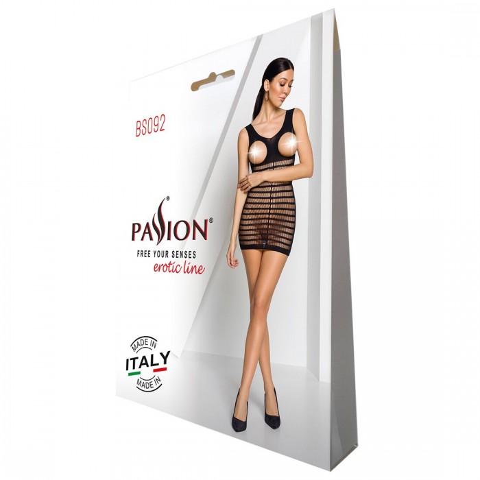 Бодистокинг-платье с открытой грудью Passion BS092, размер One Size, Черный