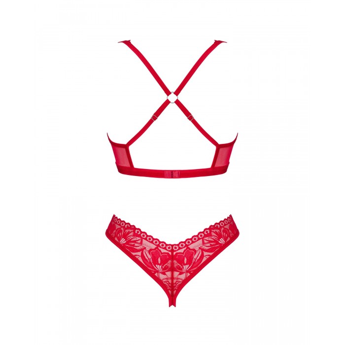 Комплект жіночої нижньої білизни Obsessive Lacelove cupless 2-pcs set, розмір M/L, Червоний