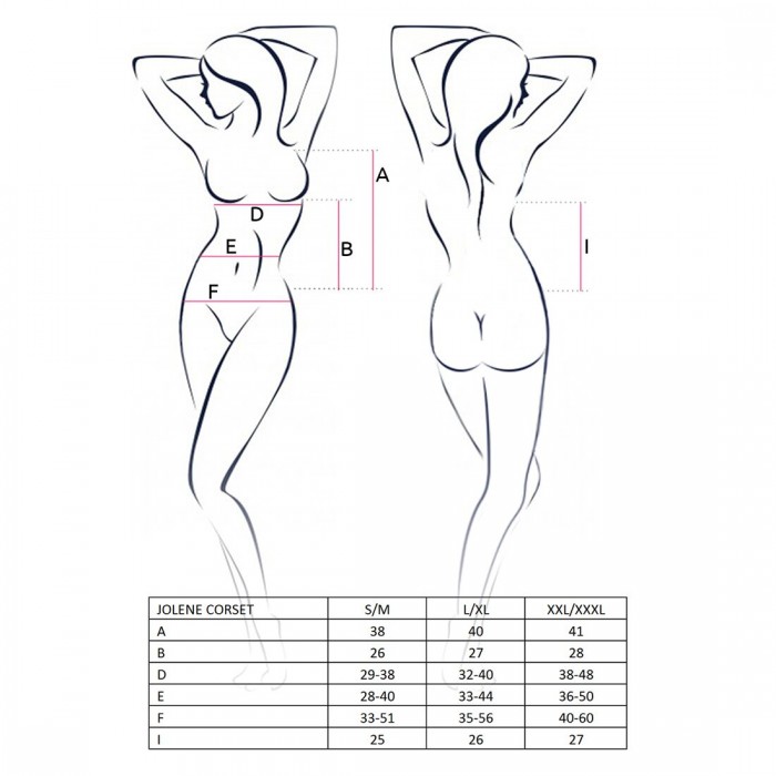 Напівпрозорий корсет з підв'язками Passion JOLENE CORSET, розмір L/XL, Чорний, + трусики