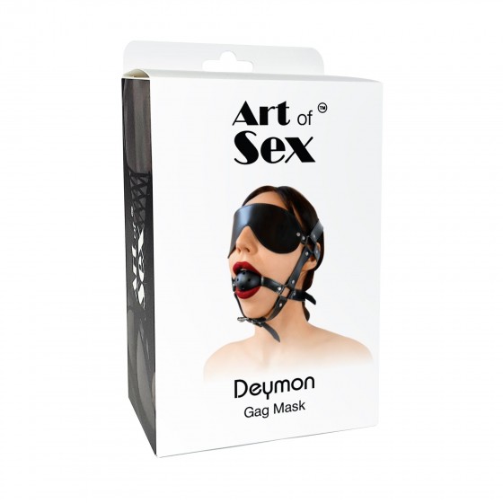 Кляп-маска Art of Sex - Deymon, Еко шкіра, колір Чорний