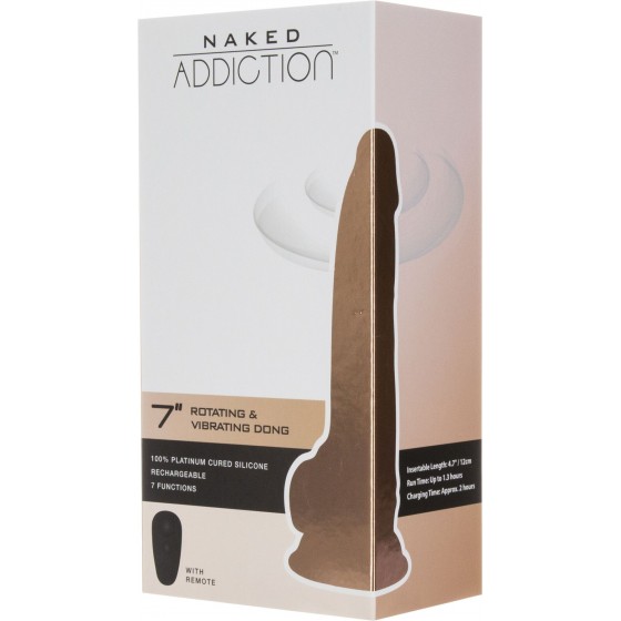 Фаллоимитатор с вибрацией ADDICTION - Naked - 7" Rotating & Vibrating Dildo with Remote - Vanilla