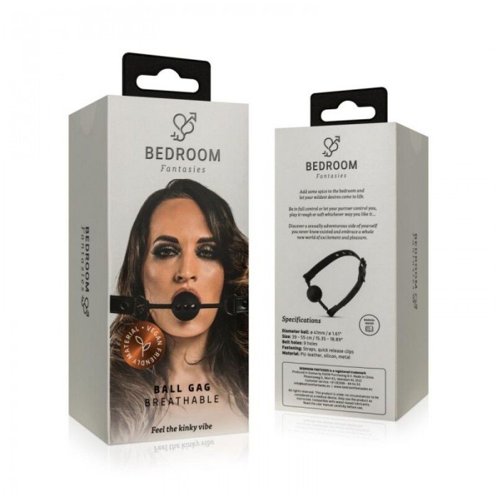 Кляп с отверстиями для дыхания Bedroom Fantasies Ball Gag Breathable Silicone - Black
