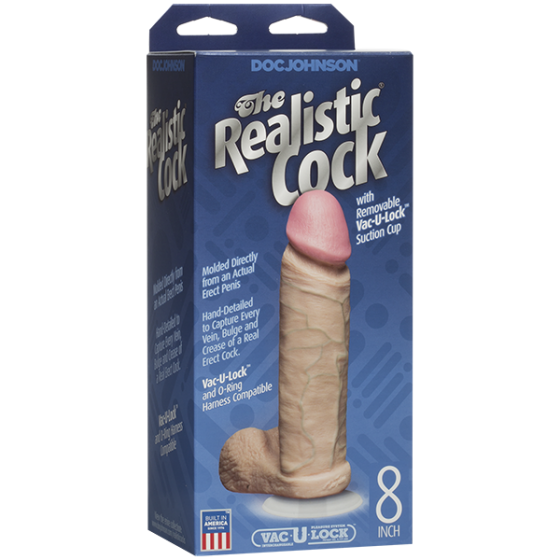 Фаллоимитатор Doc Johnson The Realistic Cock 8 inch White - PVC, Vack-U-Lock