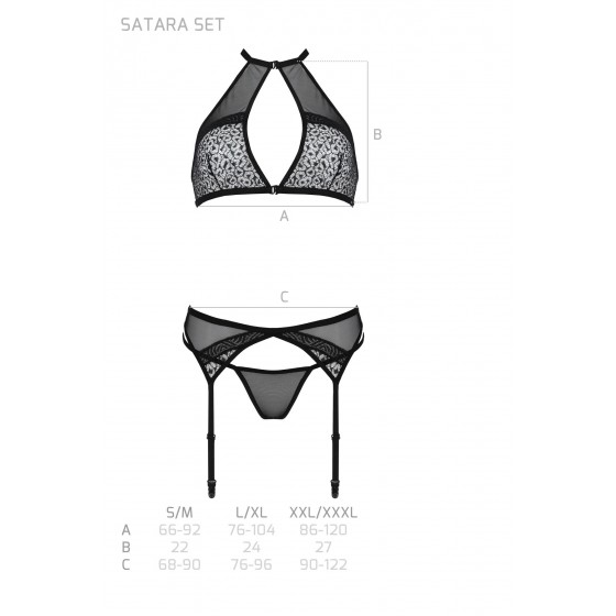 Еротичний комплект нижньої білизни SATARA SET black L/XL Passion