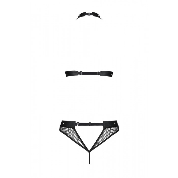 Эротический комплект белья с открытым доступом Passion MOONLIGHT SET, размер L/XL, Черный