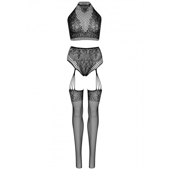 Комплект еротичної білизни Leg Avenue Crop top and garter panty Black