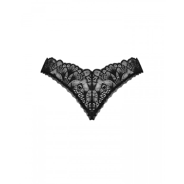 Кружевні стрінги з відкритим доступом Obsessive Donna Dream, розмір XL/2XL, Чорні