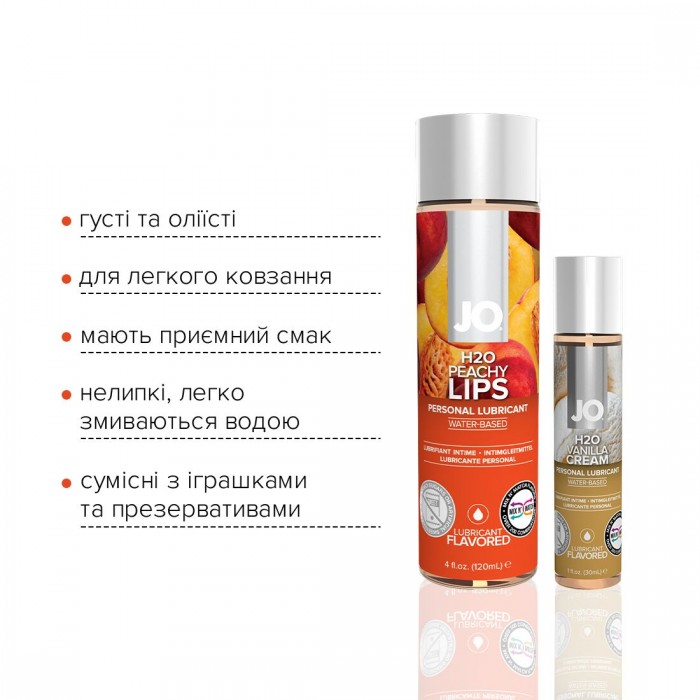 Комплект лубрикантів System JO GWP - Peaches&Cream - Peachy Lips 120 мл&H2o Vanilla 30 мл