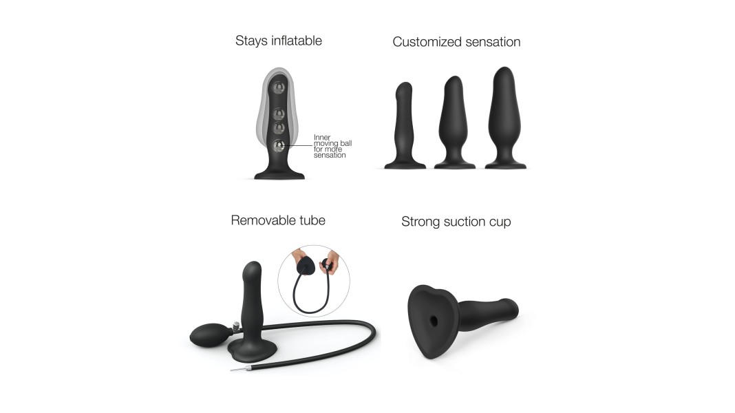 Надувний фалоімітатор Strap-On-Me INFLATABLE DILDO PLUG - NOIR, діаметр до 6 см