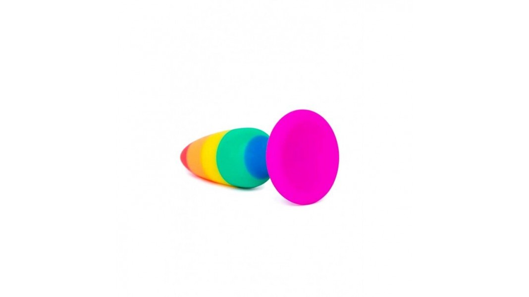 Силіконова анальна пробка Wooomy Hiperloo Silicone Rainbow Plug, розмір M