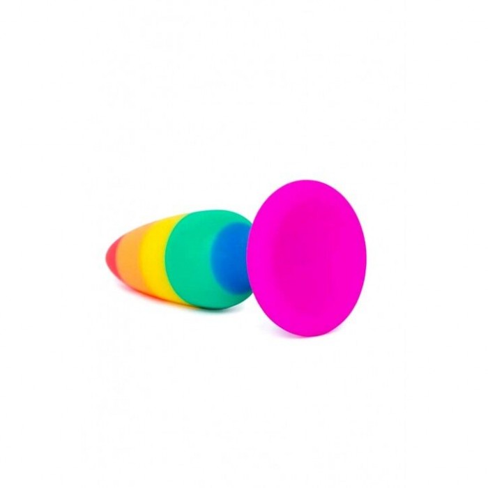 Силіконова анальна пробка Wooomy Hiperloo Silicone Rainbow Plug, розмір M