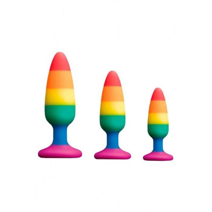Силіконова анальна пробка Wooomy Hiperloo Silicone Rainbow Plug, розмір M