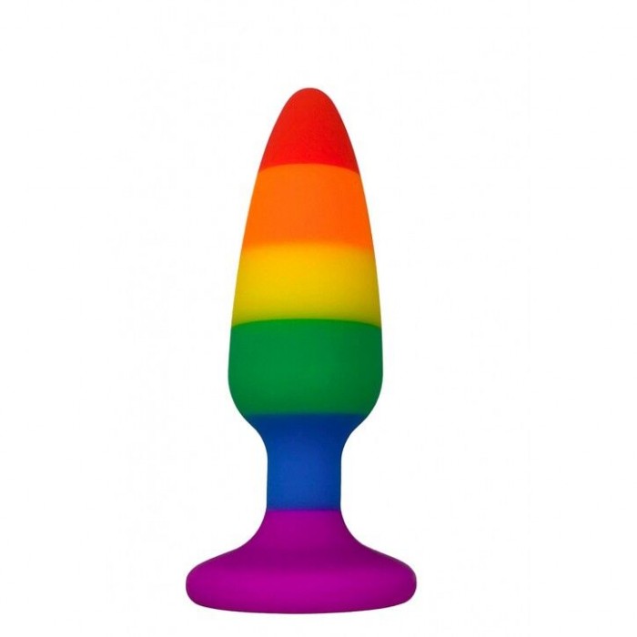 Силіконова анальна пробка Wooomy Hiperloo Silicone Rainbow Plug, розмір M