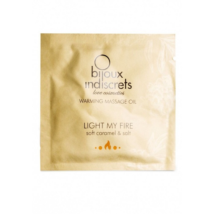 Пробник разогревающего массажного масла Bijoux Indiscrets Sachette Light My Fire – Caramel&Sea salt (2 мл)