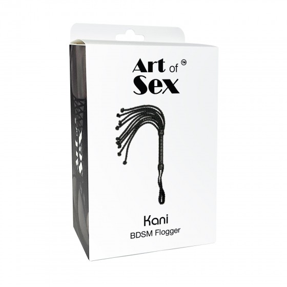 Ажурная плеть кошка из Эко кожи Art of Sex - Kani, цвет Черный