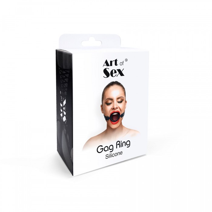 Кляп силиконовое кольцо натуральная кожа Art of Sex Gag ring, Красный