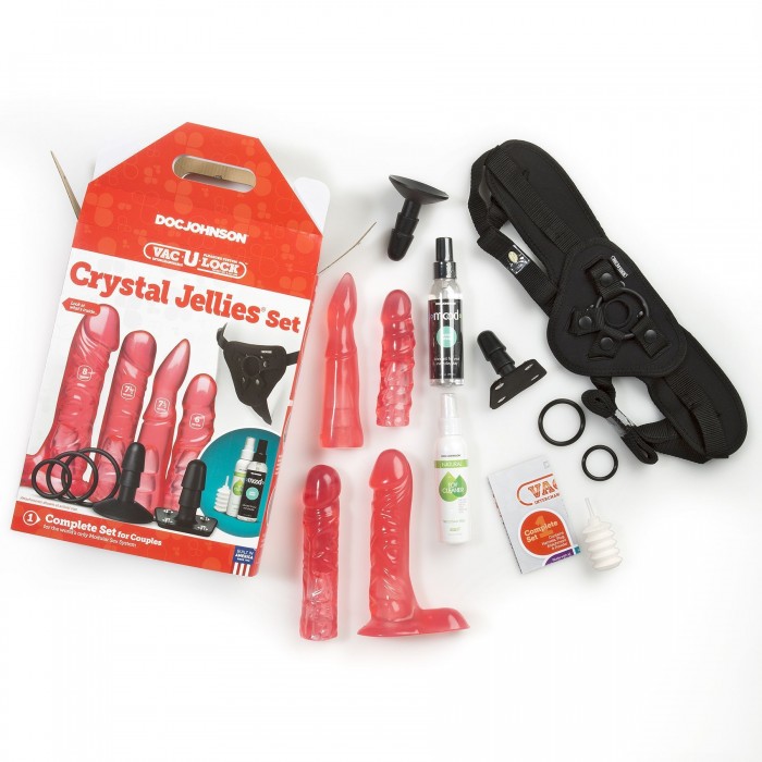 Набор для страпона Doc Johnson Vac-U-Lock Crystal Jellies Set
