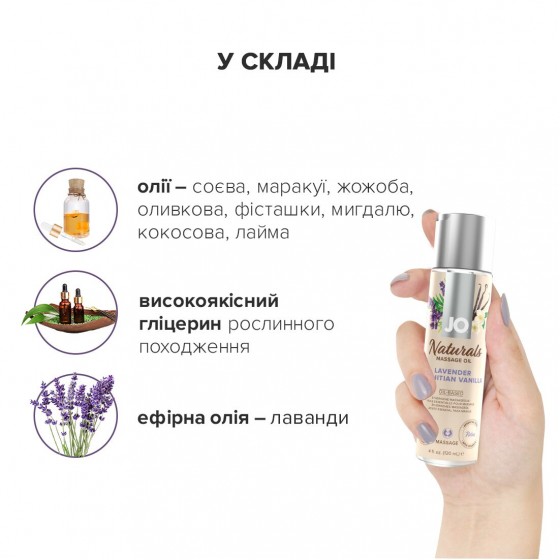 Масажне масло System JO-Naturals Massage Oil-Lavender & Vanilla (120 мл)
