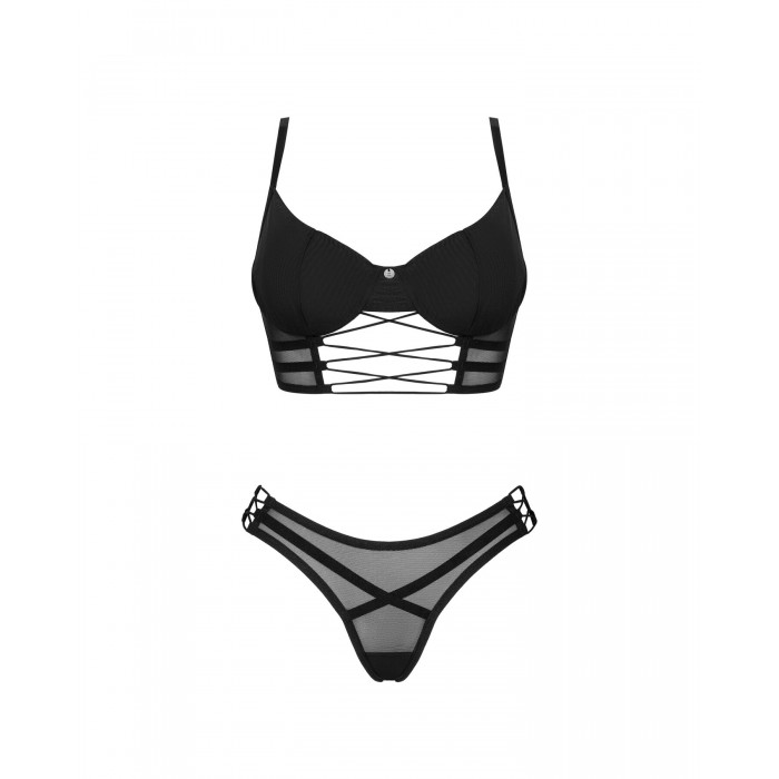 Комплект жіночої нижньої білизни Obsessive Roxelia 2-pcs set, розмір M/L, Чорний