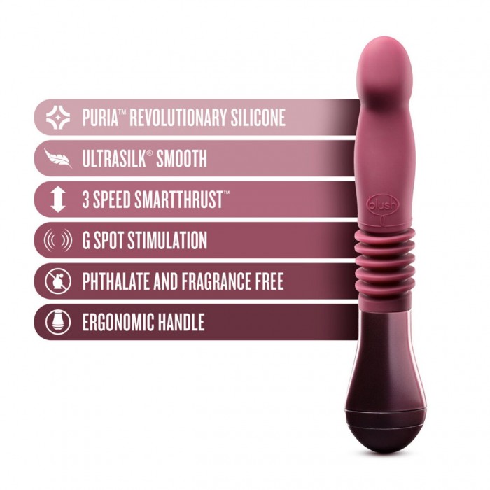 Вібратор пульсатор Temptasia by Blush - Trixie Thrusting Dildo - Wine Red