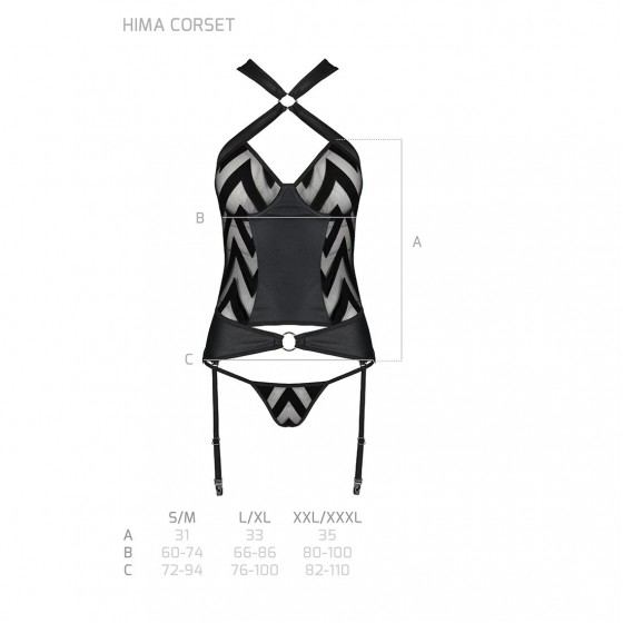 Сетчатый комплект с узором Hima Corset black L/XL - Passion
