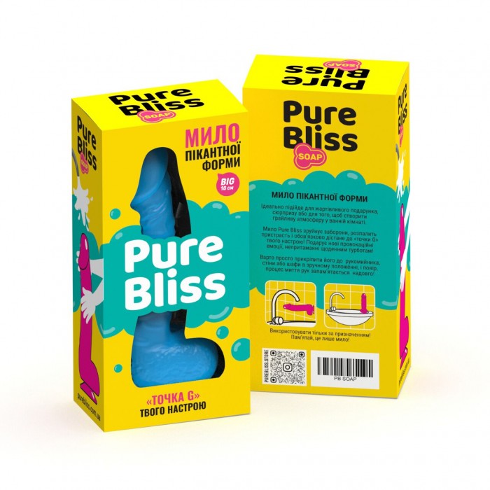 Крафтове мило-член із присоскою Pure Bliss BIG, Синій, натуральне