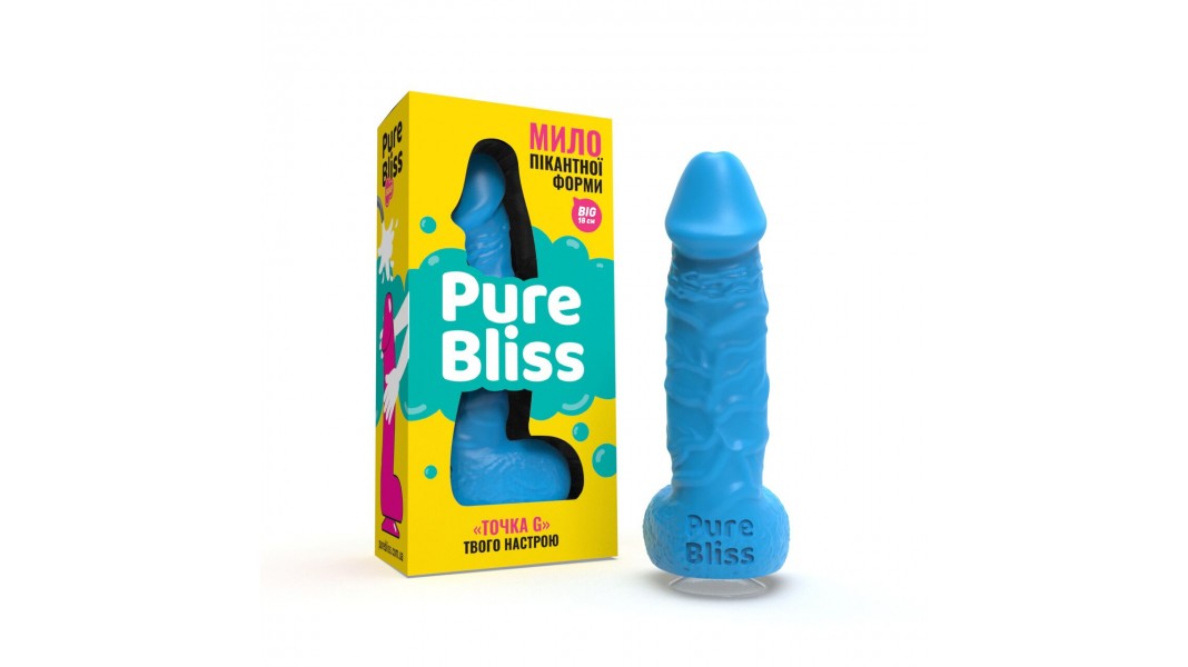 Крафтове мило-член із присоскою Pure Bliss BIG, Синій, натуральне