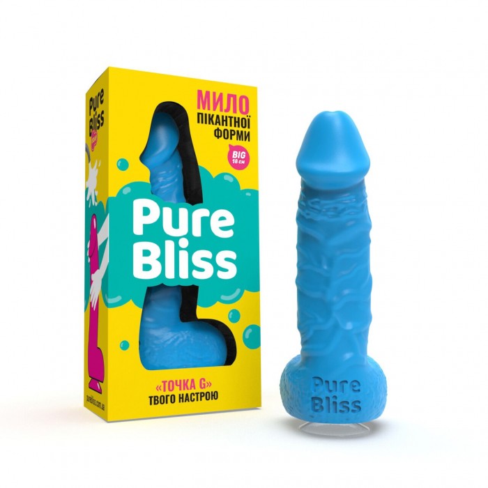 Крафтове мило-член із присоскою Pure Bliss BIG, Синій, натуральне