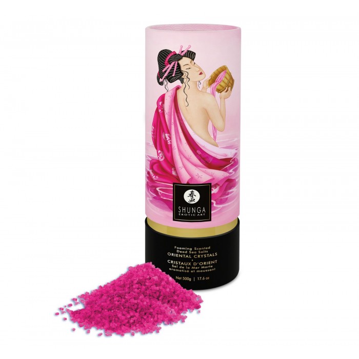 Пенящаяся соль для ванны Shunga Dead Sea salt Oriental Crystals — Rose Petal (500 г), Мертвого моря