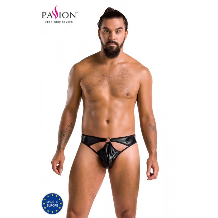 Чоловічі стринги під латекс Passion 033 THONG PAUL, розмір L/XL, Чорні