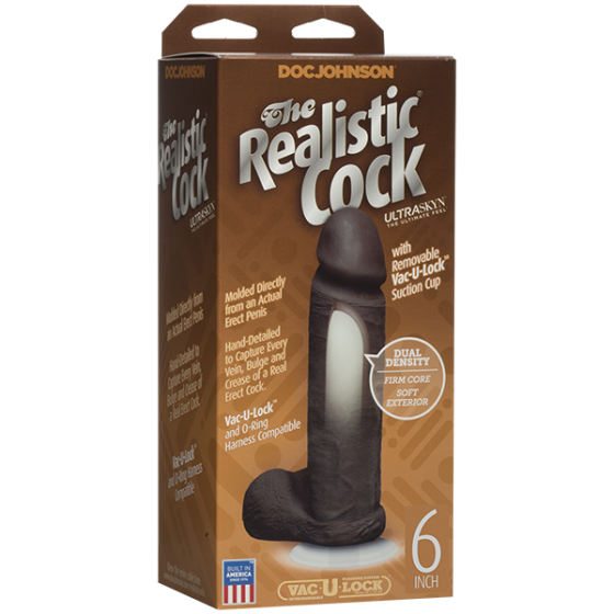 Фалоімітатор Doc Johnson The Realistic Cock 6 inch Black - ULTRASKYN, Vac-U-Lock