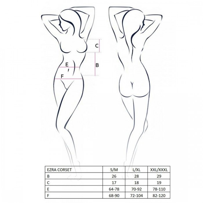 Полупрозрачный корсет с декольте Passion ERZA CORSET, размер XXL/XXXL, Черный