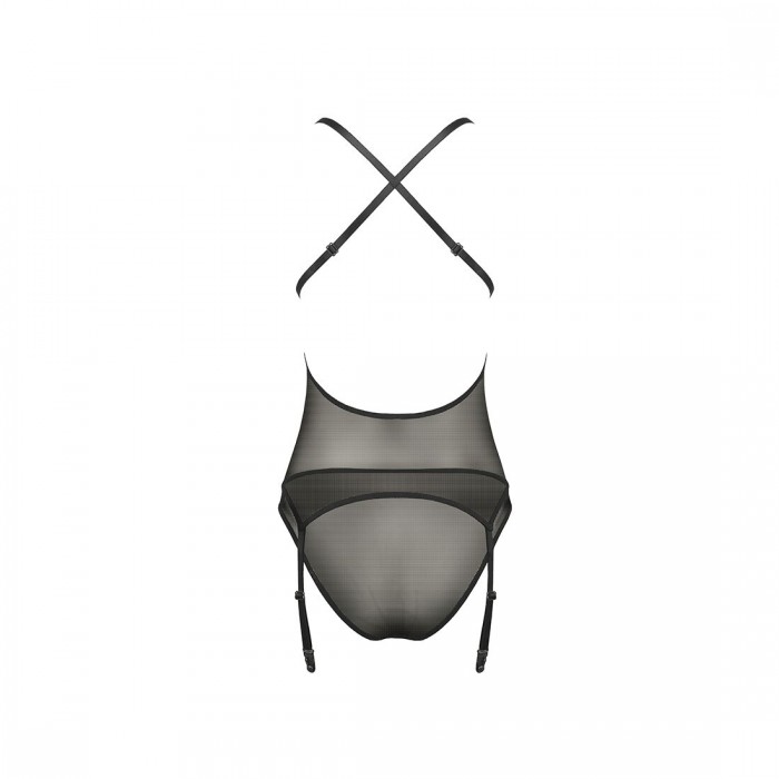Полупрозрачный корсет с декольте Passion ERZA CORSET, размер XXL/XXXL, Черный