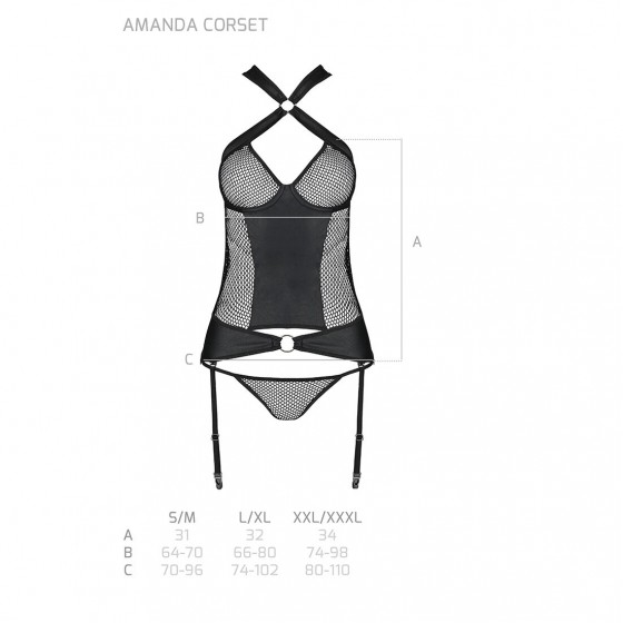Сетчатый комплект нижнего белья Amanda Corset black S/M - Passion