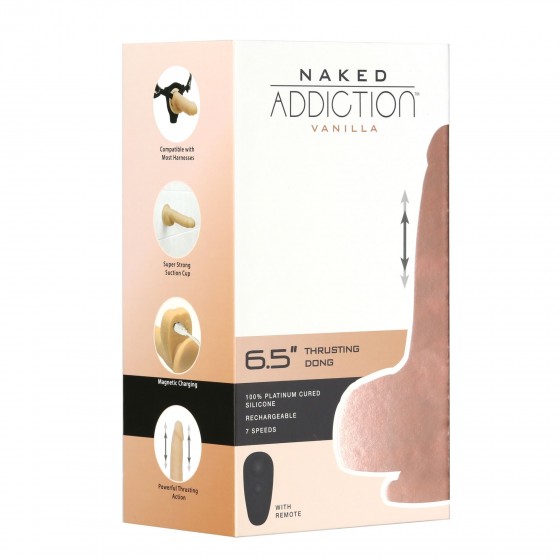 Фалоімітатор з пульсацією Naked Addiction 6.5" Thrusting Dong With Remote