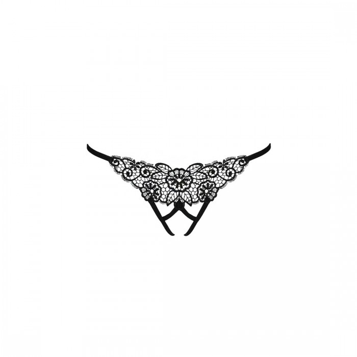 Трусики мереживні з доступом Passion Exclusive VIOLANTE THONG, розмір S/M, Чорні