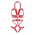 Еротична портупея Leg Avenue Studded O-ring harness teddy Red L