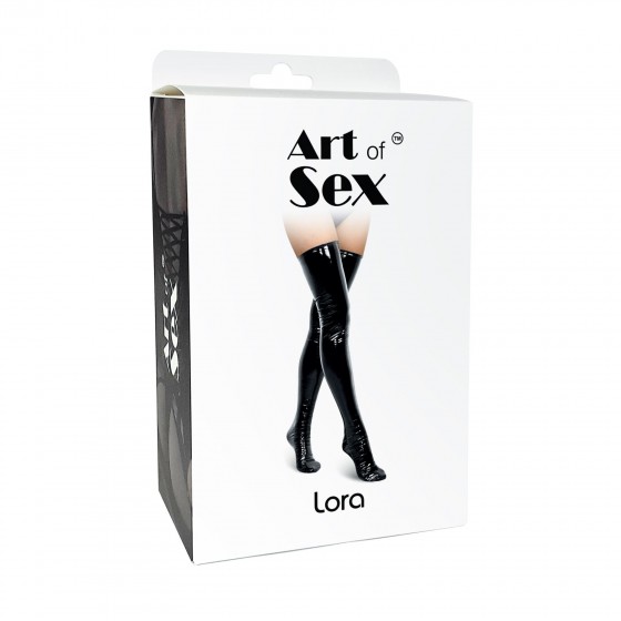 Сексуальні вінілові панчохи Art Of Sex-Lora, розмір L, Колір Чорний
