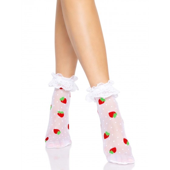 Сексуальные носочки Leg Avenue Strawberry ruffle top anklets