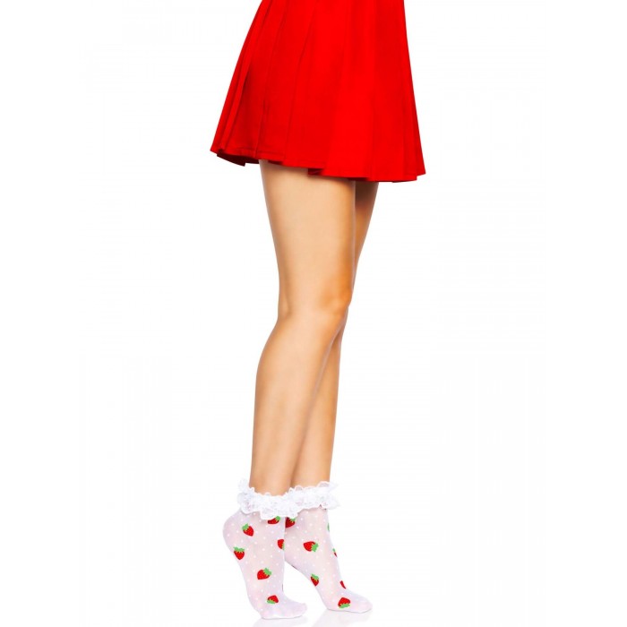 Шкарпетки жіночі з принтом полуниці Leg Avenue Strawberry, розмір One size