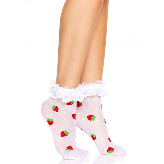 Сексуальні шкарпетки Leg Avenue Strawberry ruffle top anklets